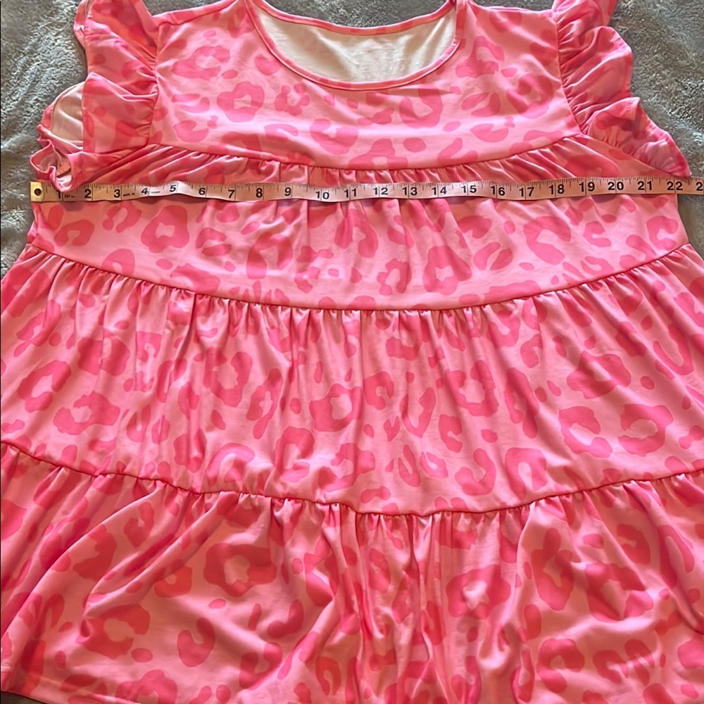 Pink Leopard Print Ruffle Sleeve Top - Picture 5 of 8